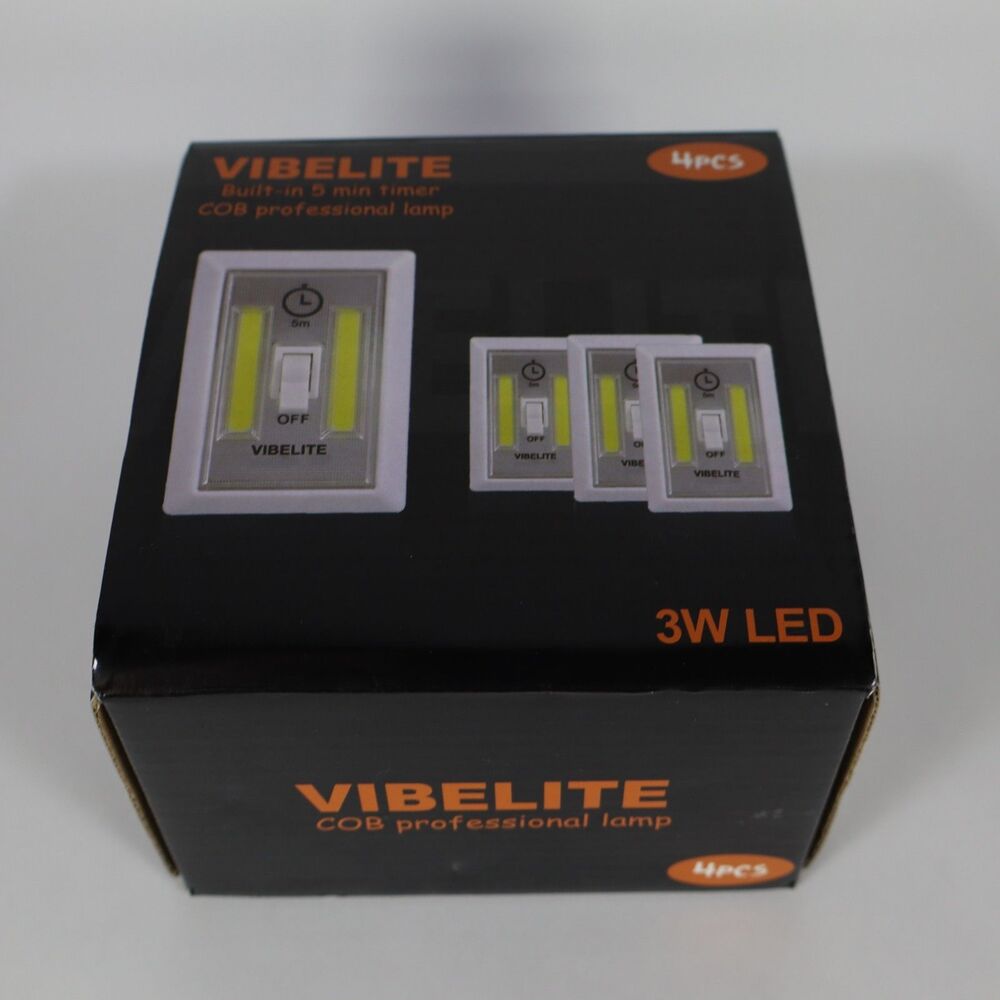Vibelite LED Night Light Switch Portable Wireless Lamps 200 Lumens / 3W - 4 Pack